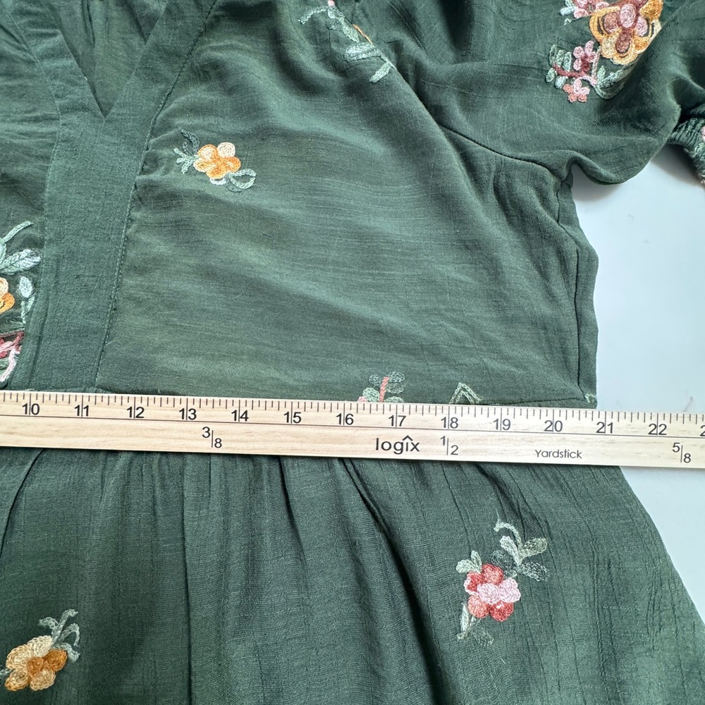 Anthropologie Fig and Flower Embroidered Dress Green Floral size L - Picture 9 of 10